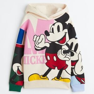 Oversized printed hoodie - cream/mickey mouse
